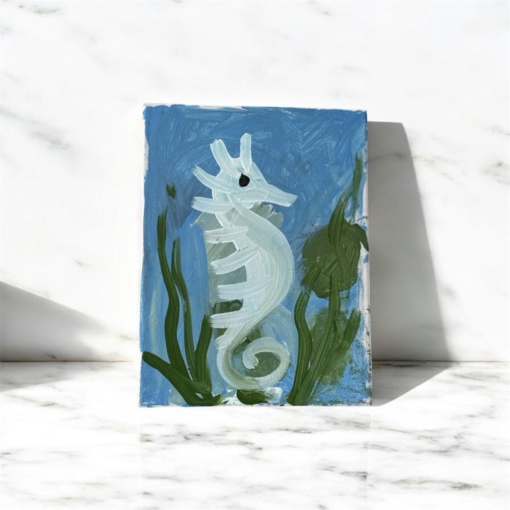 Seahorse Canvas Art in Blue and Green by Future Picasino